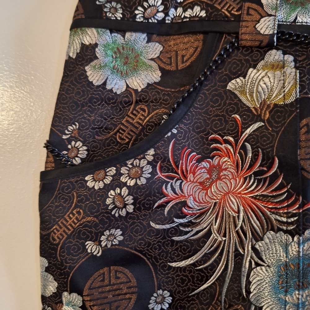 NWOT Mary Lucille Elegant Vintage Embroided Silk Rayon Black Pencil Skirt - Picture 2 of 8